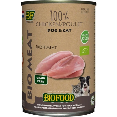 Afbeelding van 12x BF Petfood Biofood Organic Hond en Kat 100% Kip 400 gr