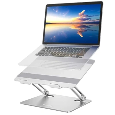 Afbeelding van BoYata laptopstandaard, laptop verhoger met meerdere hoeken en warmteafvoer, verstelbare notebookstandaard compatibel voor (11 17 inch) inclusief MacBook Pro/Air, Lenovo, Samsung, HP(Zilver)