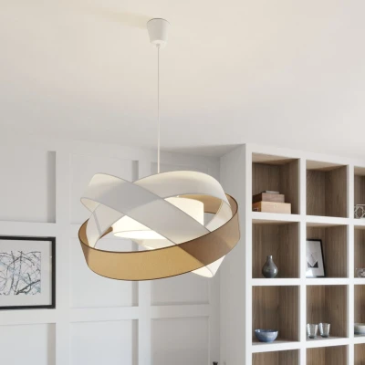 Afbeelding van Lindby Hanglamp 3lichts Stof, metaal H: 47.6 cm E27 bruin, wit, grijs