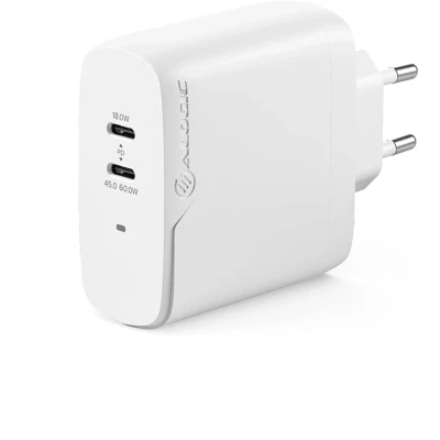 Afbeelding van ALOGIC 2X63 Rapid Power 63W GaN Charge EU, Binnen, AC, 20 V, 2 m, Wit
