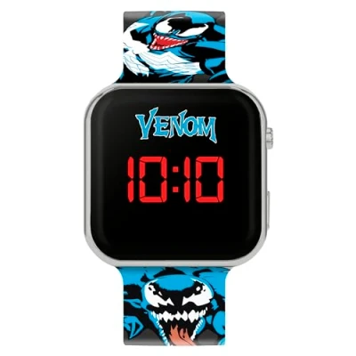 Afbeelding van Disney Venom VEN4001 Led kinderhorloge met siliconen band, modern, zwart, zwart., Modern