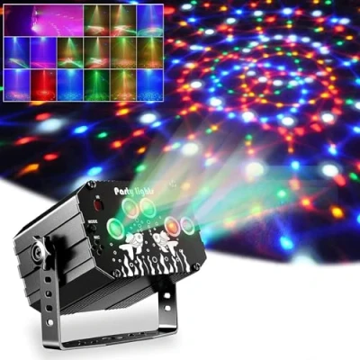 Afbeelding van disco licht feestlicht muziekgestuurd met afstandsbediening USB 61 verschillende patronen voor karaoke familiebijeenkomsten bruiloft kinderen verjaardag
