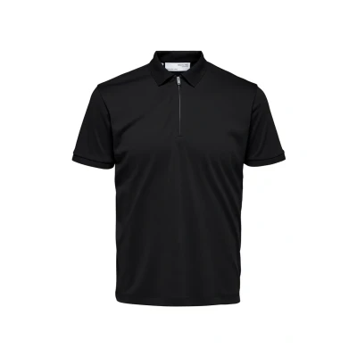 Afbeelding van Selected Homme Slhfave ZIP Poloshirt, Heren, Maat: Small, Black