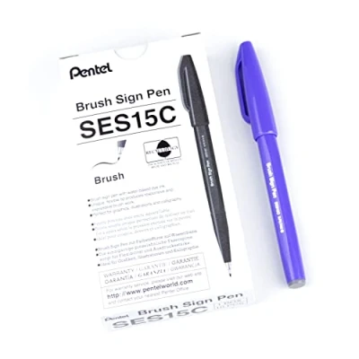 Afbeelding van Pentel Arts Brush Sign Pen SES15C V2X, Penseelstift, Indigo, 10 stuks