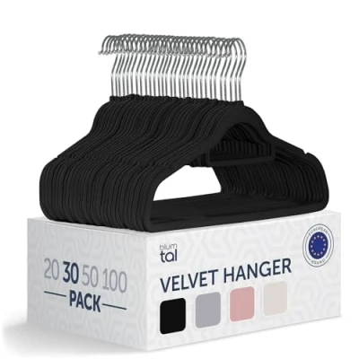 Afbeelding van Blumtal Kledinghangers Velvet Fluweel Zwart Set van 30