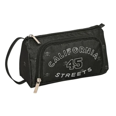 Afbeelding van Schooletui met Accessoires Safta California Zwart 20 x 11 8.5 cm (32 Onderdelen)