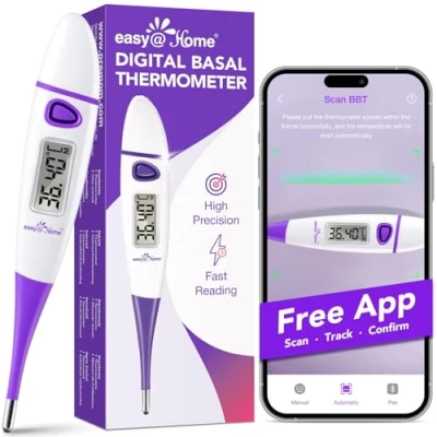Afbeelding van Easy@Home Basal digitale thermometer voor vruchtbaarheidsvoorspelling en temperatuurbewaking Nauwkeurige basale met paarse Premom APP