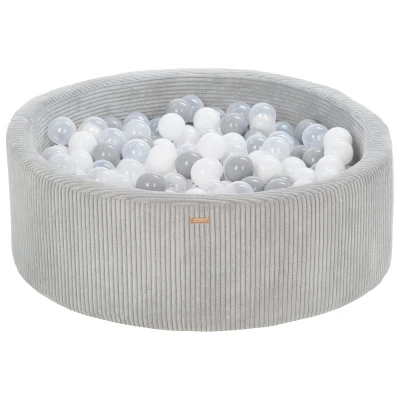 Afbeelding van ballenbad, corduroy, 300 ronde ballen, diameter 90 cm, zwembadkleur: grijs/wit, transparant, grijs