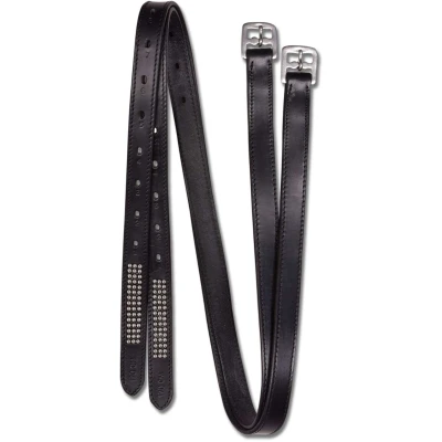 Afbeelding van Star Stijgbeugelriem met Strass Steentjes Zwart 140cm