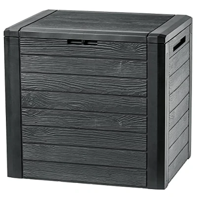 Afbeelding van KADAX Opbergkist van kunststof, voor kussens, kinderspeelgoed, tuin, terras, 140 liter, antraciet