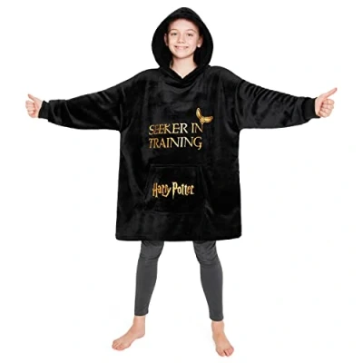 Afbeelding van Harry Potter Plaid kindertrui oversized fleece sweatshirt, zwart.