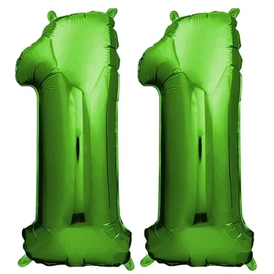 Afbeelding van envami ballon Verjaardagsballon 11 jaar groen 101 cm cijferballon decoratieve verjaardagsset voor jongens Happy Birthday decoratie zweeft dankzij helium