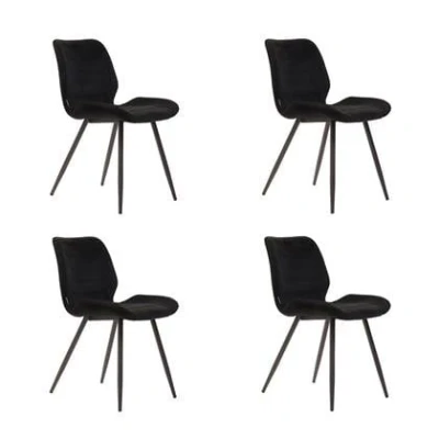 Afbeelding van Bronx71 Velvet eetkamerstoel Toby zwart Eetkamerstoelen set van 4