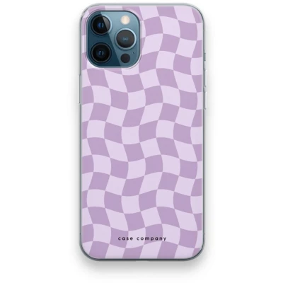 Afbeelding van Case Company® hoesje geschikt voor iPhone 12 Pro Grid Paars Soft Cover Telefoonhoesje Bescherming aan alle Kanten en Schermrand