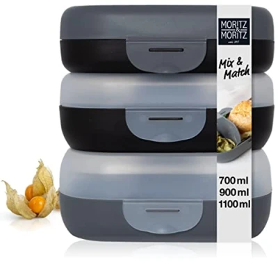 Afbeelding van Moritz &amp; Set van 3 lunchboxen voor volwassenen met vakken Mix Match lunchbox