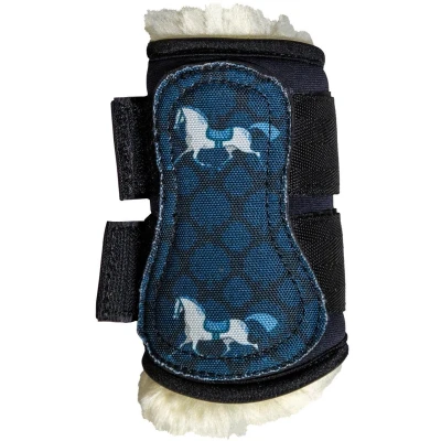 Afbeelding van Vegan Sheepskin Allround beschermers met paardenmotief zwart SH