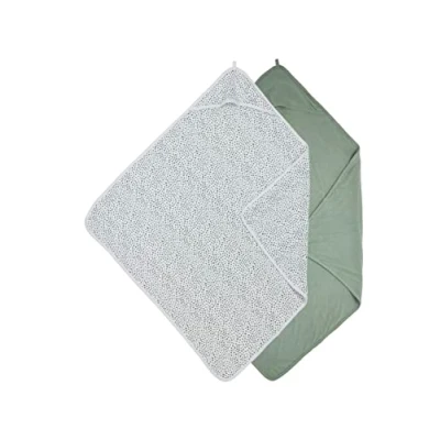 Afbeelding van Meyco Baby Cheetah/Uni badcape 2 pack forest green 80x80cm