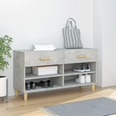 Afbeelding van Schoenenkast 102x35x55 cm bewerkt hout betongrijs