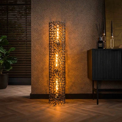 Afbeelding van Boyd vloerlamp Ø25 cm weaver cylinder XL zwart nikkel