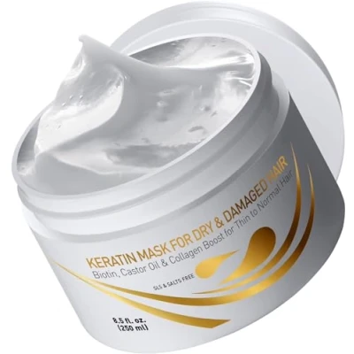 Afbeelding van Vitamins Revitaliserend haarmasker Behandeling met keratine, biotine, castor en kokosolie Diepe verzorging voor fijn haar Anti frizz vochtinbrengende crème