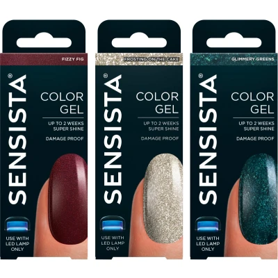 Afbeelding van Sensista All That Glitter Set Color Gel Gellak Voordeelset Rood Groen nagellak voor LED lamp 3 stuks