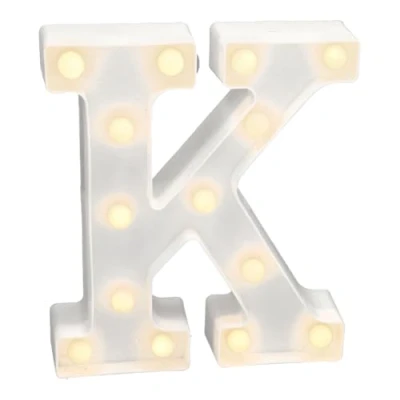 Afbeelding van JANDEI Lichtgevende letters en cijfers, warm licht, decoratie omgeving, bedlampjes, vitrines, bruiloften, verjaardagen, feestjes. Werkt op AA batterijen niet inbegrepen (Brief K)