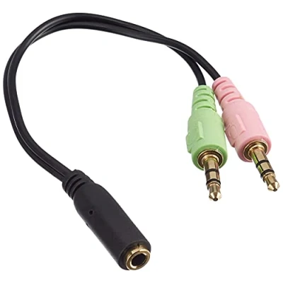 Image de Câble Adaptateur casque pour Android/iPhone 4 broches jack trrs vers PC/Notebook connecteur 2 fiche séparés