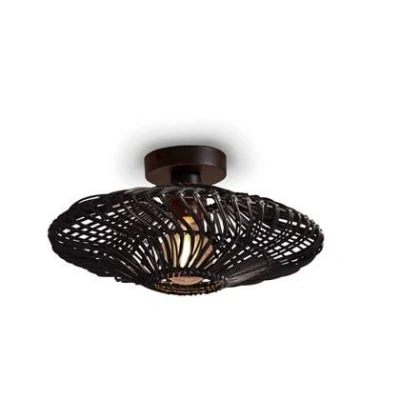 Afbeelding van GOOD&amp;MOJO Plafonniere Zanzibar Rotan Zwart Ø40cm