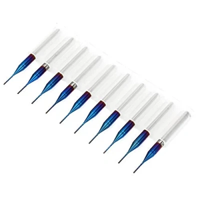 Afbeelding van 10 stuks wolfraam eindfrees blauw gecoate spiraalfrees freesboor gereedschap CNC roterende frees set (0,5 mm)
