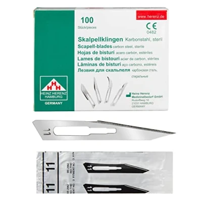 Afbeelding van Shehadeh 100 stuks steriele scalpelmessen figuur 11 voor scalpelhouder nr. 3 extreem scherp