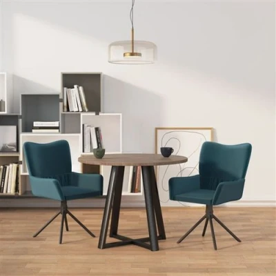 Afbeelding van Eetkamerstoelen draaibaar 2 st fluweel blauw