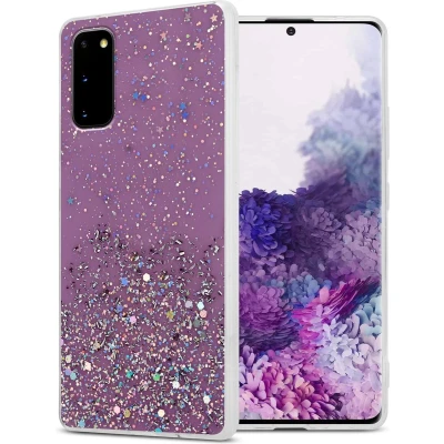 Afbeelding van Cadorabo Hoesje geschikt voor Samsung Galaxy S20 in Paars met Glitter Beschermhoes van flexibel TPU silicone fonkelende glitters Case Cover Etui