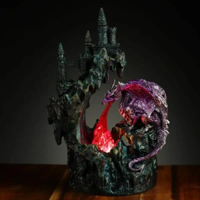 Afbeelding van Duistere Legenden Draak met Vuuradem LED Klif Kasteel (hxbxd) ca.24cm x 16,5cm 9cm