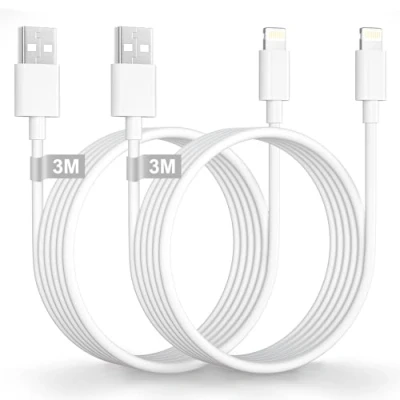Afbeelding van iPhone 3 m kabel set van 2 [MFi gecertificeerd], Lightning kabel, lange snellaadkabel, voor 14 13 12 11 Pro Max XS XR X 8 7 6 5, iPad, Aiprods