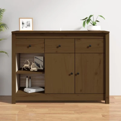 Afbeelding van Dressoir 100x35x74 cm massief grenenhout honingbruin