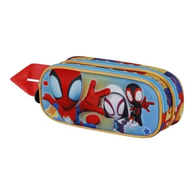 Afbeelding van Karactermania Marvel Spiderman Three 3D Dubbele Etui met rits Tekenetui Pennenetui Blauw