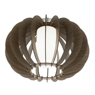 Afbeelding van EGLO Stellato 3 Plafondlamp 1 Lichts Ø400mm. Nikkel Mat Bruin, Wit