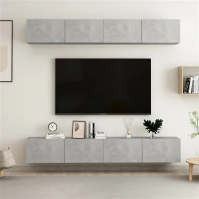 Afbeelding van vidaXL Tv meubelen 4 st 100x30x30 cm bewerkt hout betongrijs