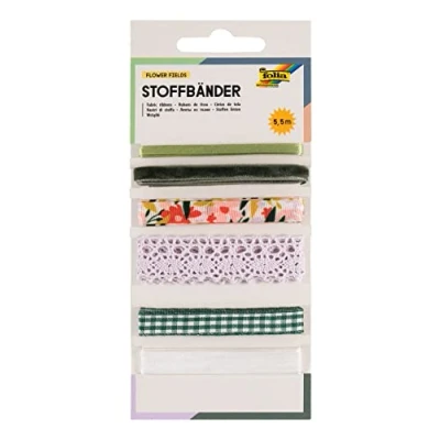 Afbeelding van Folia Stoffen Linten, 6 Geassorteerde Kleuren, Totale Lengte 5,5 M, Flower Fields Knutselmateriaal