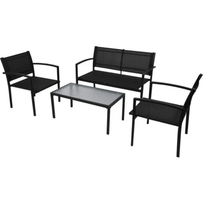 Afbeelding van 4 delige Loungeset textileen zwart