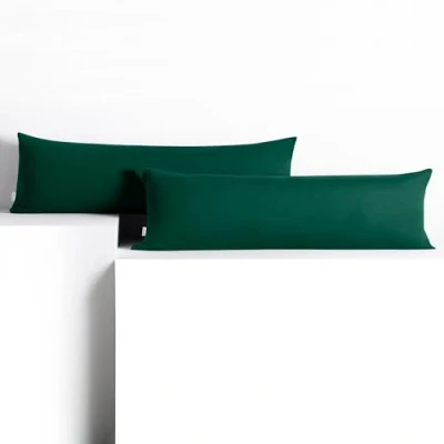 Afbeelding van DecoKing 2 kussenslopen 20 x 120 cm, jerseykatoen, rits, groen, fles, barnsteen, stuks