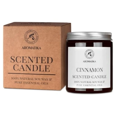Afbeelding van Aroma Kaars Kaneel 150 g 100% Natuurlijk Veganistische Sojawas Essentiële Olie Kaarsen Aromatherapie met Kaneelolie Cadeau Geurkaars in Potje