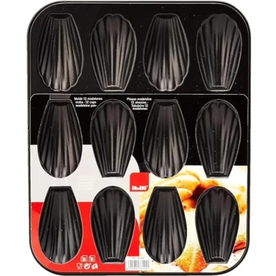 Afbeelding van Ibili 820502 plaat met 12 Madeleines, staal, zwart, 25,9 x 20,9 1,4 cm