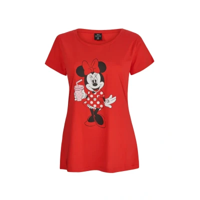 Afbeelding van Minnie Mouse T shirt met korte mouwen voor dames en volwassenen, rood, Rood