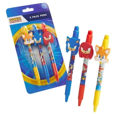 Afbeelding van Sonic The Hedgehog Schoolbenodigdheden voor kinderen, set van 3 pennen, fantasie, cadeau idee, terug naar school, verjaardag, Kerstmis