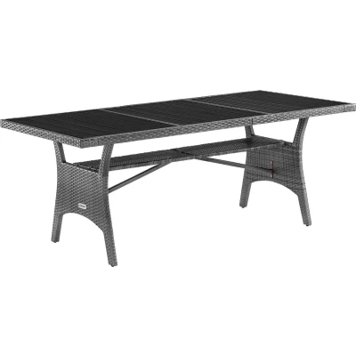 Afbeelding van Casaria Polyrattan Tuintafel WPC Tafelblad 190x90x74 cm Grijs