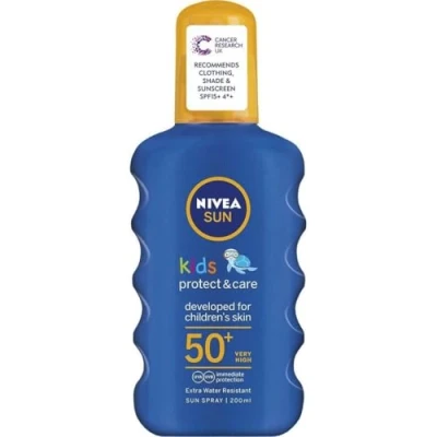 Image de NIVEA SUN Kids Spray Protect &amp; Play coloré FPS 50+ (1x200 ml), protection solaire hydratante adaptée à la peau des enfants, écran extra résistant l’eau