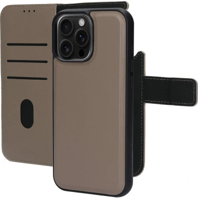 Afbeelding van Mobiparts hoesje geschikt voor Apple iPhone 16 Pro Max Wallet 2 in 1 Boekhoesje MagSafe Echt Leder Uitneembare Case Sterke Magneet Sluiting Contactloos betalen Beige