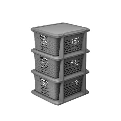 Afbeelding van BranQ Ladesysteem Kast met 3 manden 29 x 25,5 44,5 cm donkergrijs