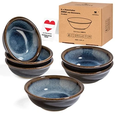 Afbeelding van Urban Lifestyle ENRA 6 sauskommen, 50 ml, handgemaakt, edel keramiek, voor fingerfood, sojasaus, specerijen, ketchup